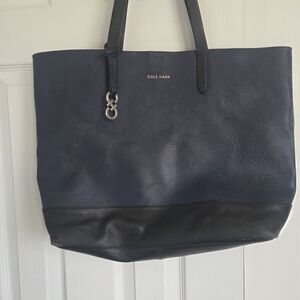Cole Haan Navy and Black Leather Tote Bag